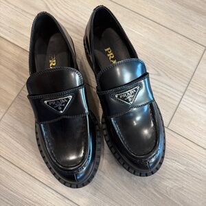 Prada Chocolate brushed leather loafers